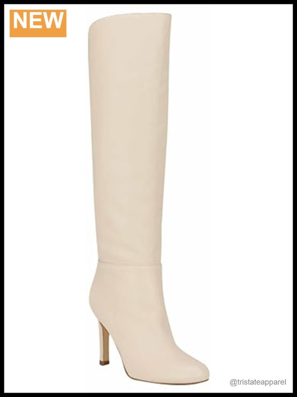 Nine West Sancha Knee High Stiletto Heel Boots Almond Toe Zip Closure Women's